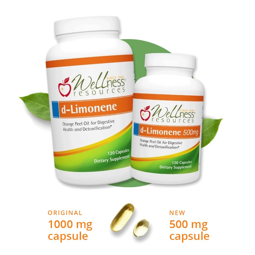 Wellness Resources High Potency d-Limonene 1000mg – 120 Capsules | Orange Peel Digestive Support