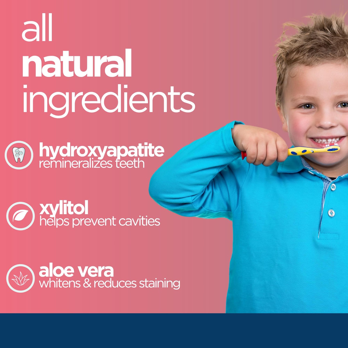 Wellnesse Kids Hydroxyapatite Toothpaste with Xylitol - Fluoride-Free Strawberry Flavor, 4 oz (Pack of 3) | Vegan & Sensory-Friendly
