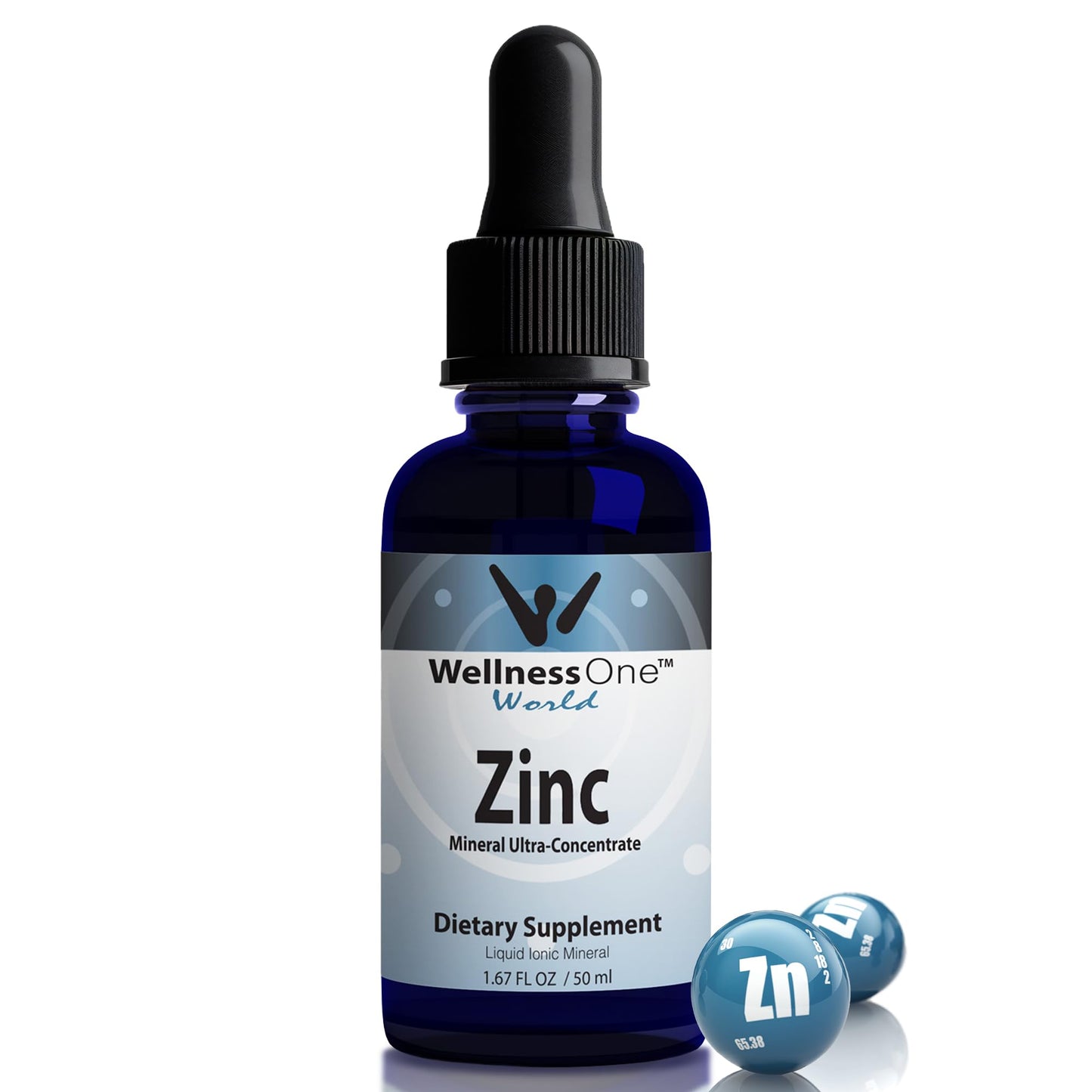 WellnessOne Ionic Liquid Zinc Drops - Immunity Support, USA Tested, Vegan & Gluten-Free - 1.67 fl oz