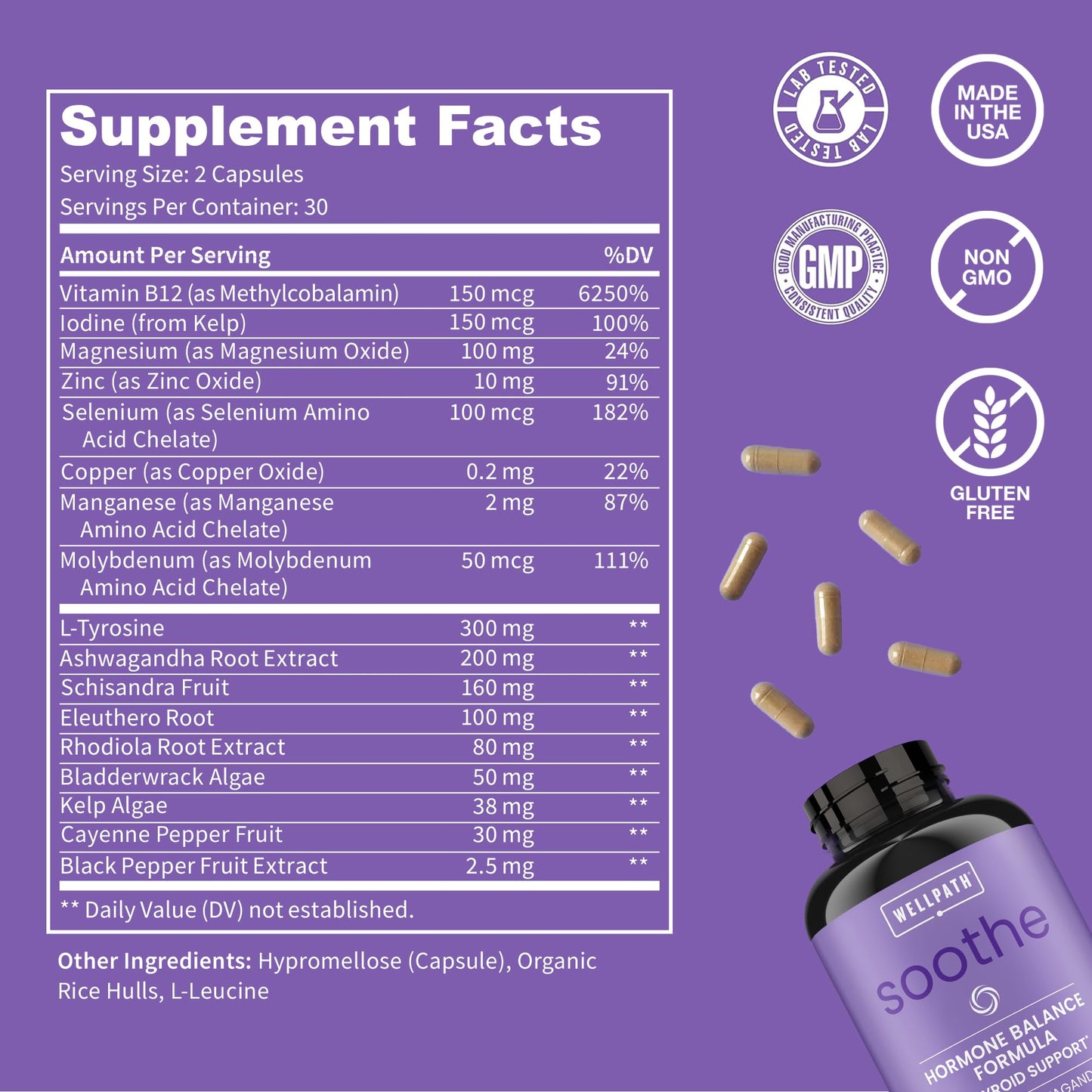 WellPath Soothe Hormone Balance for Women | Cortisol & Thyroid Support (60 ct)