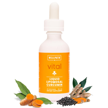 WellPath Liposomal Curcumin | Liquid Turmeric Drops with Black Pepper – Enhanced Absorption | Non-GMO, Vegan | 2 oz