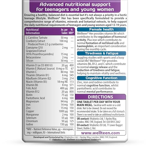 Wellteen Her by Vitabiotics – Nutritional Support for Teens 13–19 (30 Tablets)