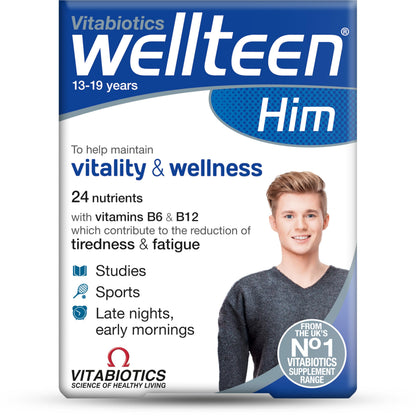 Wellteen by Vitabiotics Him Tablets x30 | 30 Pack | Cognitive & Immune Support