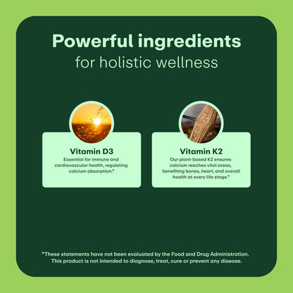 WellWithAll Vitamin D3 5000 IU + K2 100 mcg | Immune, Calcium & Cardiovascular Support | Plant-Based | 60-Day Supply