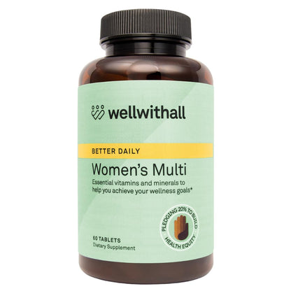 WellWithAll Women's Multivitamin - Allergen-Free Daily Multivitamin with Iron | 60 Tablets