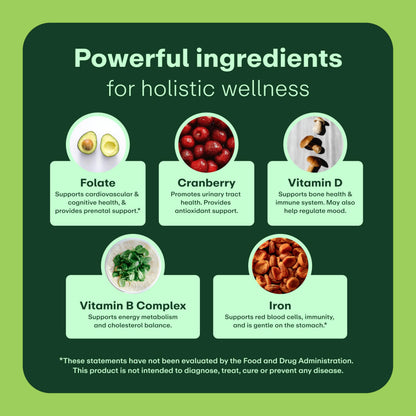 WellWithAll Women's Multivitamin - Allergen-Free Daily Multivitamin with Iron | 60 Tablets