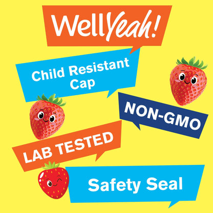 WellYeah Kids Vitamin B Complex Sugar-Free Gummies - Immune & Energy Support | Strawberry (60 Count x 2)