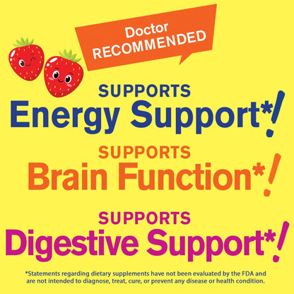WellYeah Kids Vitamin B Complex Sugar-Free Gummies - Immune & Energy Support | Strawberry (60 Count x 2)