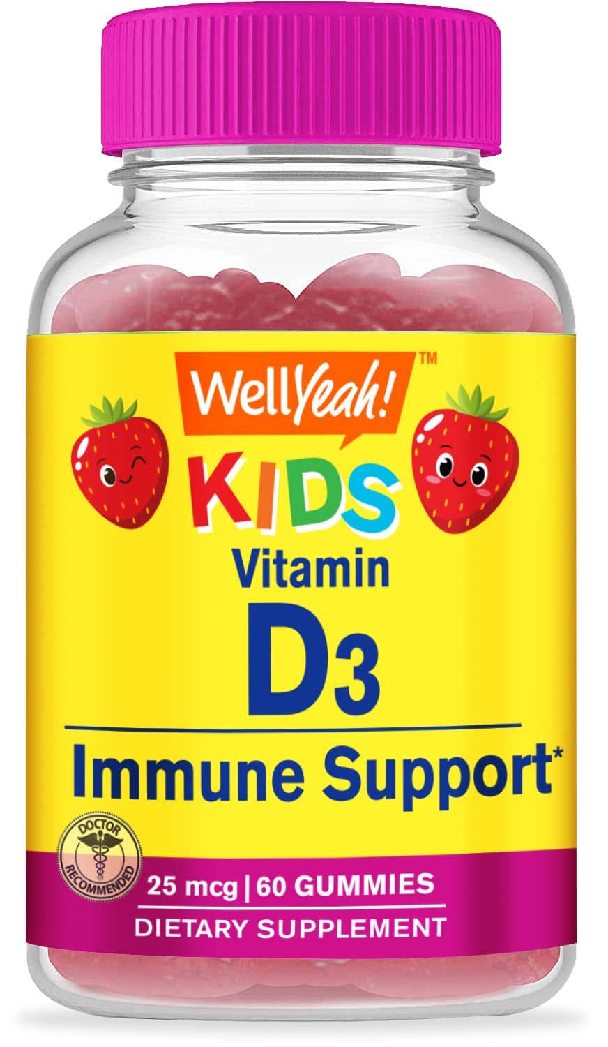 WellYeah Kids Vitamin D3 Gummies 1000 IU – Supports Bones & Immunity