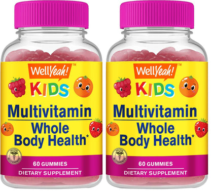 WellYeah Kids Multivitamin Gummies – Immune & Energy Support – Orange & Berry – 60 Count (Pack of 2)