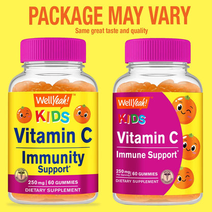 WellYeah Kids Vitamin C Gummies (250mg) – 60 Gummies (Pack of 2) | Vegan & Gluten-Free