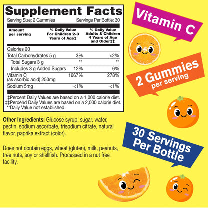 WellYeah Kids Vitamin C Gummies (250mg) – 60 Gummies (Pack of 2) | Vegan & Gluten-Free