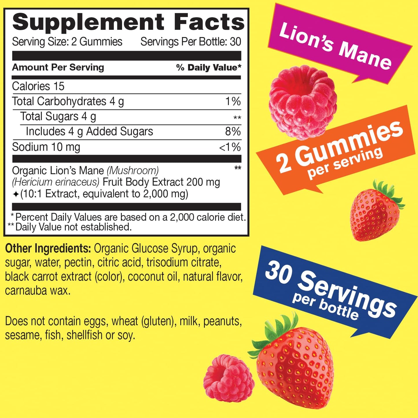 WellYeah Lions Mane Gummies for Adults – 2000mg per Serving, 60 Count (Pack of 2) – Gluten Free, Non-GMO, Berry Flavor