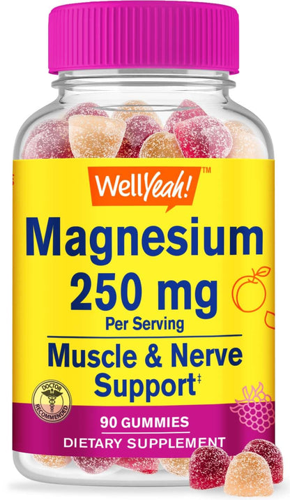 WellYeah Magnesium Citrate Gummies 250mg – Stress Relief & Sleep Support | Gluten-Free, Non-GMO | 90 Gummies