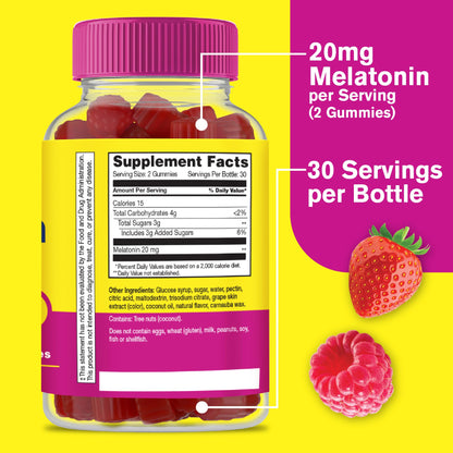 WellYeah Melatonin Gummies 20mg – Maximum Strength Sleep Support, Vegan, 60 Count