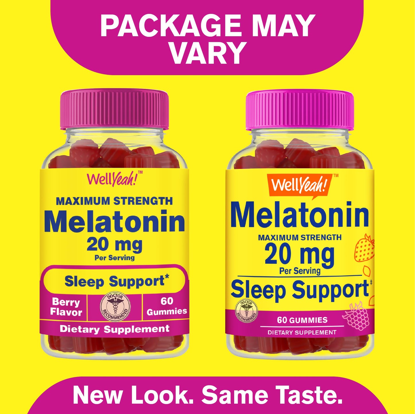 WellYeah Melatonin Gummies 20mg – Maximum Strength Sleep Support, Vegan, 60 Count