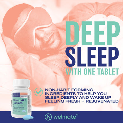 WELMATE Nighttime Sleep Aid 25 mg Doxylamine Succinate – 200 Tablets | Adults & 12+