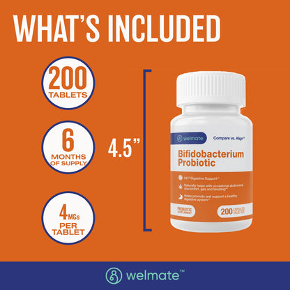 WELMATE Bifidobacterium Probiotic – Gut & Immune Support | 200 Count