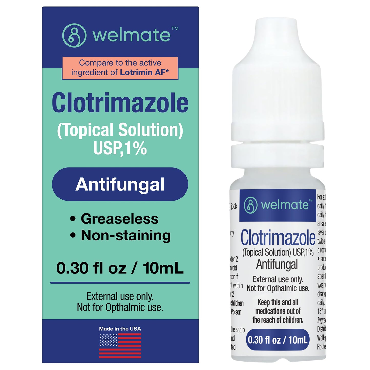 WELMATE Clotrimazole 1% Antifungal Topical Solution | 0.33 oz