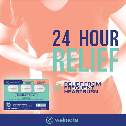 WELMATE Esomeprazole Magnesium 20 mg — 84 Capsules (6 Bottles) | Delayed-Release Heartburn Relief