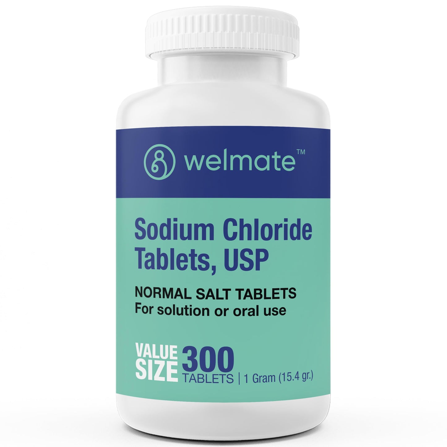 WELMATE Sodium Chloride Tablets - 1000 mg per Tablet | 300 Count | Hydration & Electrolyte Support | Made in USA