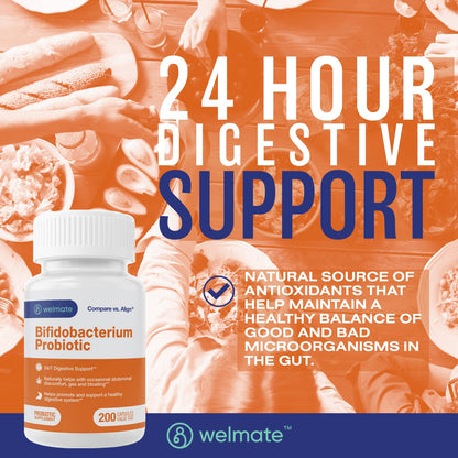 WELMATE Bifidobacterium Probiotic – Gut & Immune Support | 200 Count