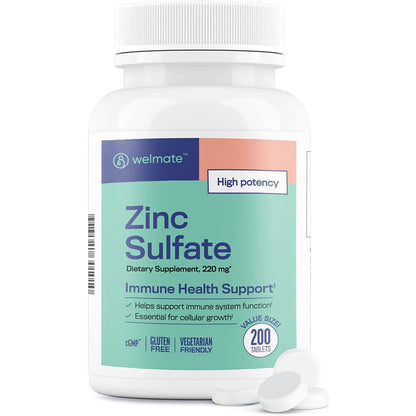 WELMATE Zinc Sulfate 220mg | Immune Support | Dietary Supplement | Made in USA