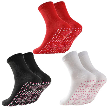 WenFeng AFIZ Tourmaline Self-Heating Socks – 3 Pairs, Acupressure Foot Massage, Anti-Slip, 3 Colors