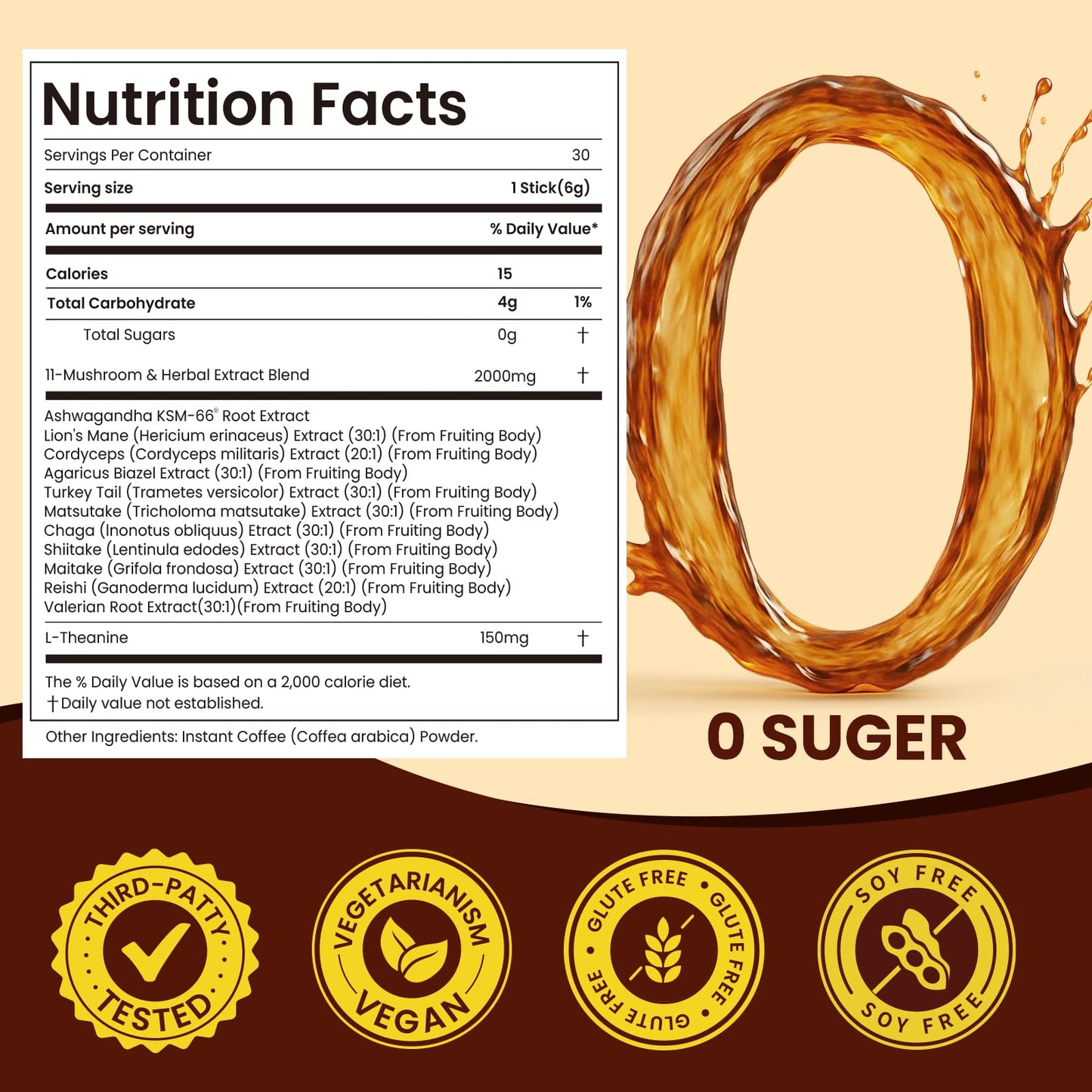WepBio Mushroom Coffee Original Black 11 in 1 – Adaptogenic Ashwagandha KSM-66