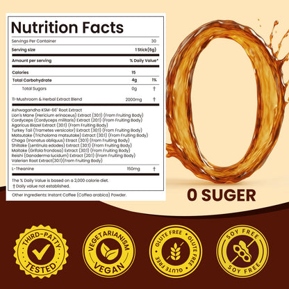 WepBio Mushroom Coffee Original Black 11 in 1 – Adaptogenic Ashwagandha KSM-66