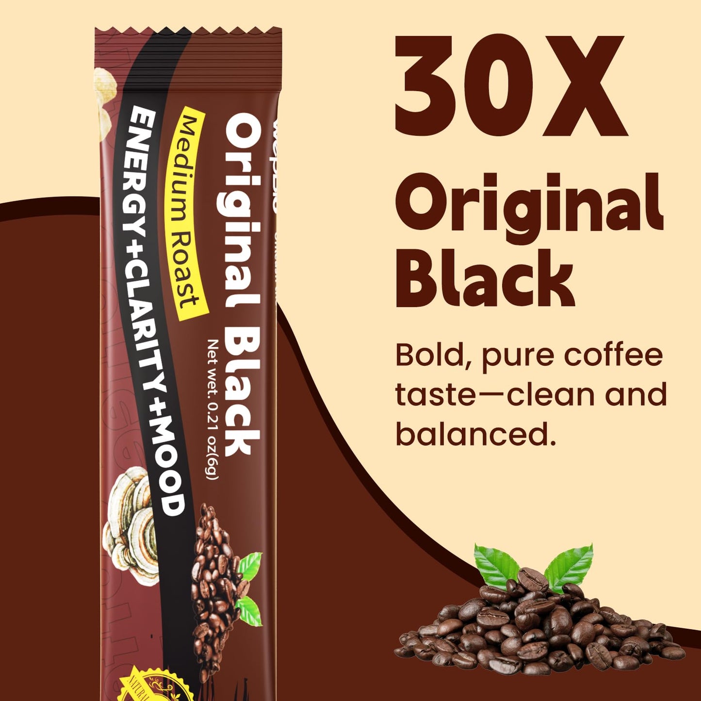 WepBio Mushroom Coffee Original Black 11 in 1 – Adaptogenic Ashwagandha KSM-66