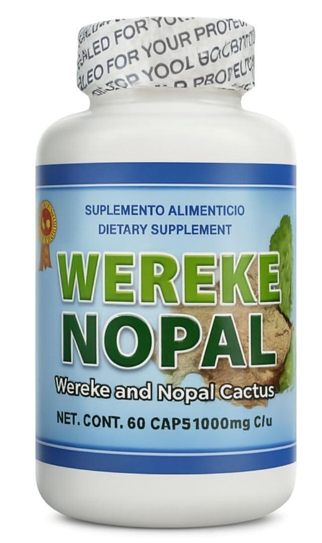 Wereke & Nopal Capsules – 60 Count (1000 mg Each) – Natural Herbal Supplement – Traditional Mexican Blend by Lo + Natural