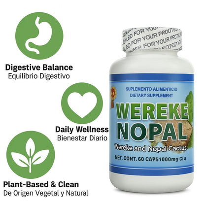 Wereke & Nopal Capsules – 60 Count (1000 mg Each) – Natural Herbal Supplement – Traditional Mexican Blend by Lo + Natural