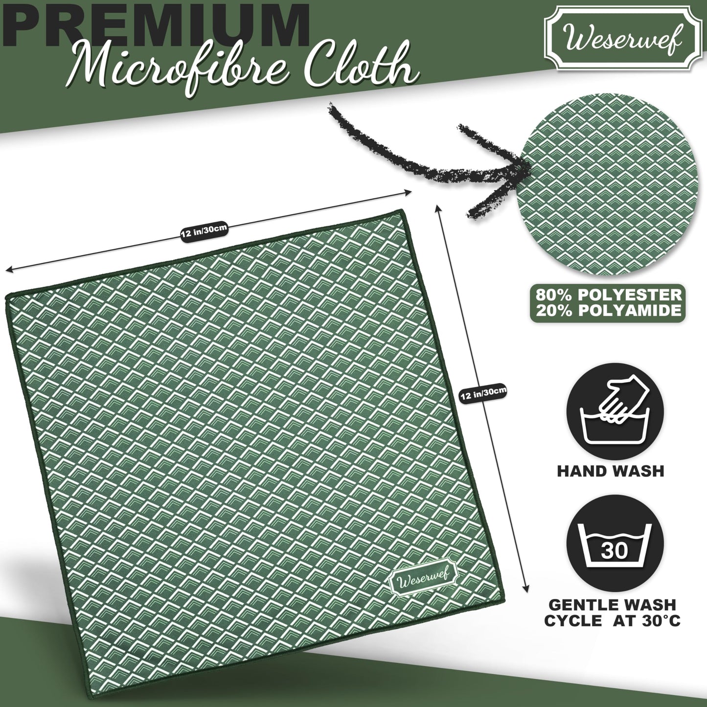 WESERWEF Microfiber Cleaning Cloth 12x12 in – Scratch-Free for Glasses & Screens (Wave)