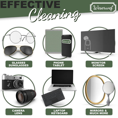 WESERWEF Microfiber Cleaning Cloth 12x12 in – Scratch-Free for Glasses & Screens (Wave)