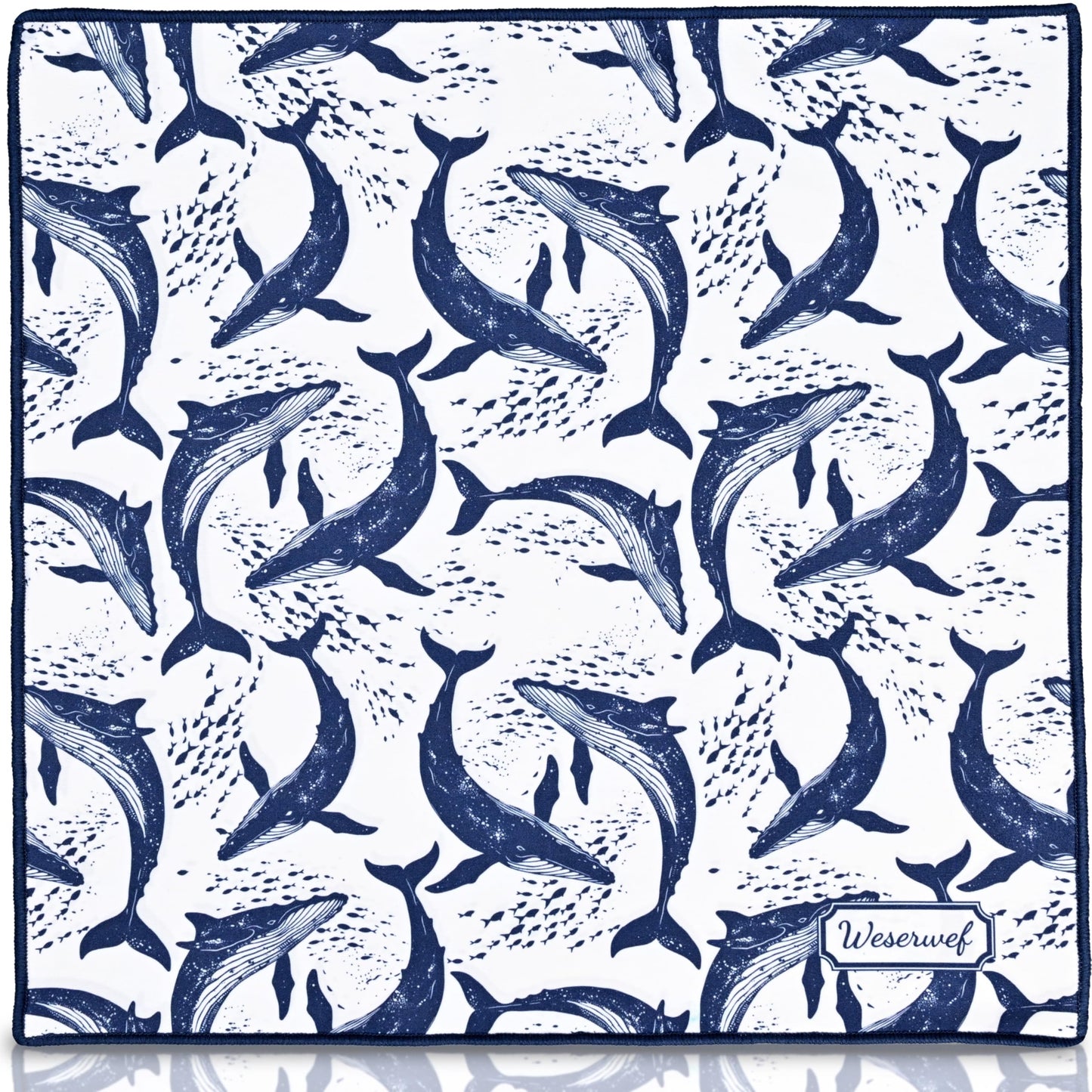 WESERWEF Design Microfiber Glasses Cleaning Cloth – 12 x 12 in Ultra-Soft & Scratch-Free (Whales)