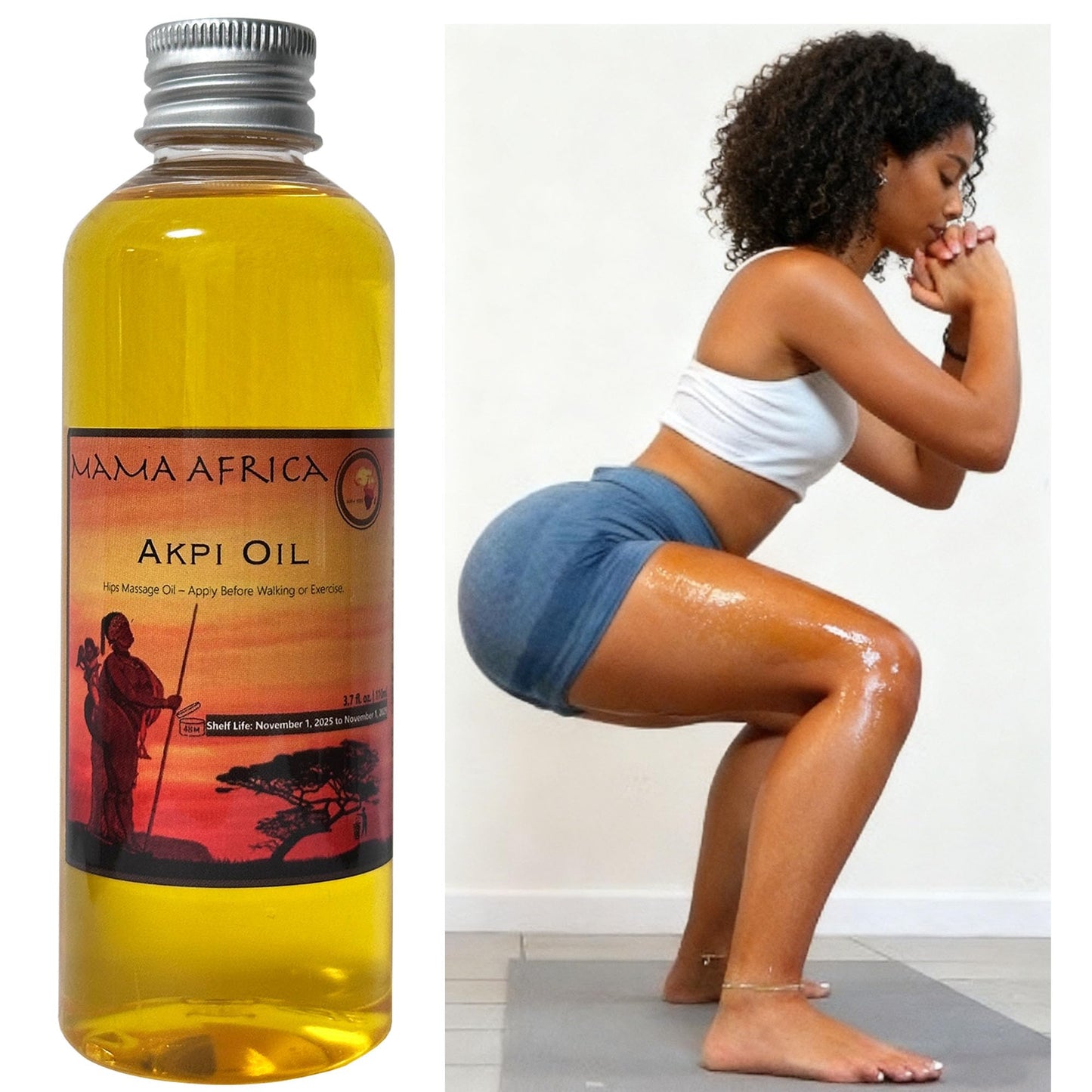West African Akpi Seeds HIPS Massage Oil for Comfortable Movement