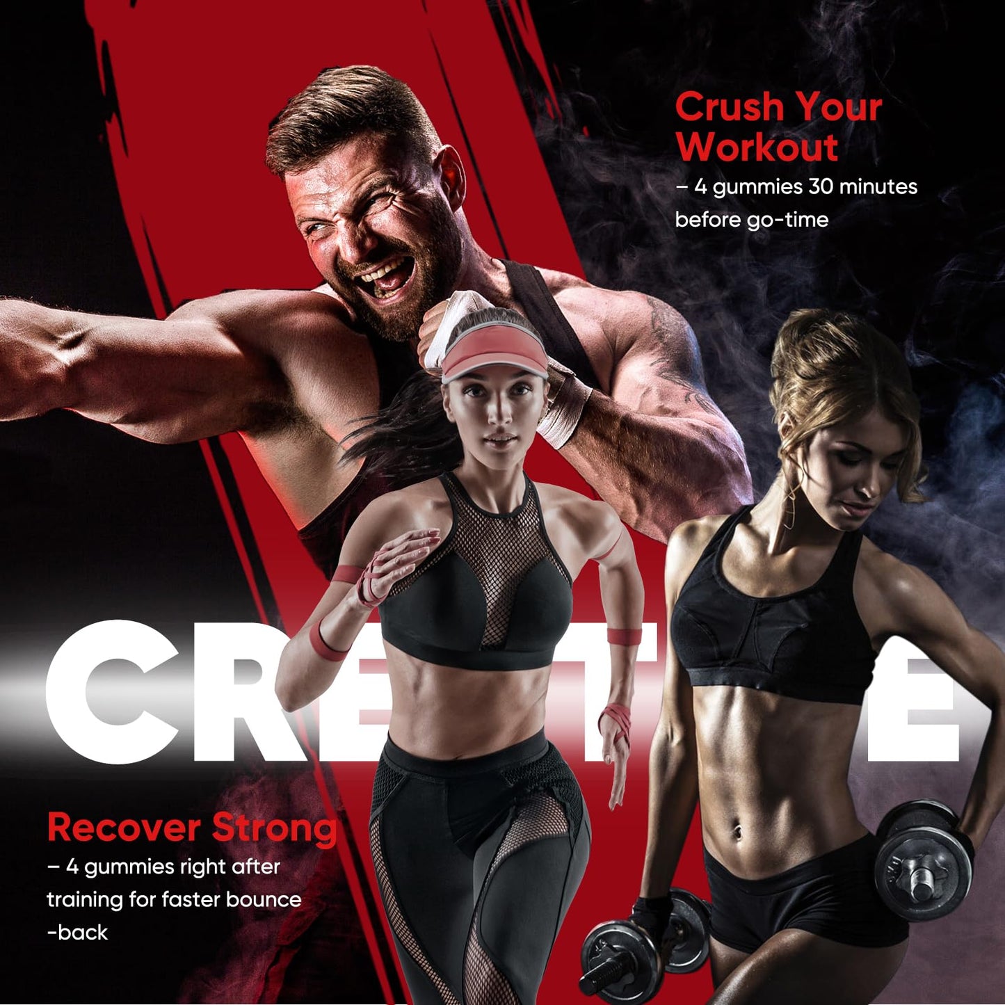 WEVYHFS SPORTS Creatine Gummies 5000mg - Sugar-Free Vegan with BCAA, L-Carnitine & B12