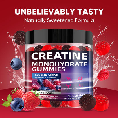 WEVYHFS SPORTS Creatine Gummies 5000mg - Sugar-Free Vegan with BCAA, L-Carnitine & B12