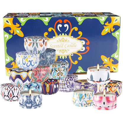 Wfmolcand 16-Pack Small Scented Candles Set – 2.5 oz Natural Soy Travel Tin Aromatherapy Gift