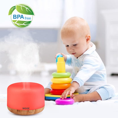 WGGE Essential Oil Diffuser 500ml – Premium Ultrasonic Vaporizer with Remote, 7 LED Colors, Timer & Auto-Off
