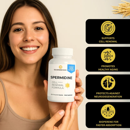 The Supermom Spermidine Supplement – 60 Veg Capsules, 1000 mg + BioPerine