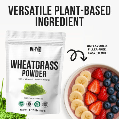 Wheatgrass Powder 100% Pure Whole-Leaf – Gluten Free, Non-GMO, Vegan | 510g