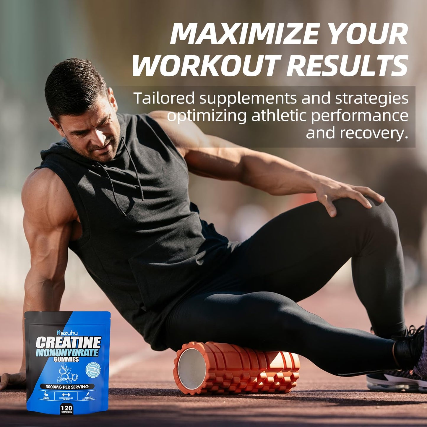 Pre Workout Creatine Gummies HCl Monohydrate | Blueberry 120 Gummies for Men & Women | Vital Source Whey Isolate