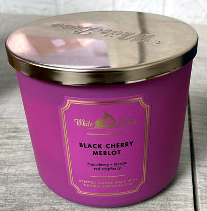White Barn Black Cherry Merlot 3-Wick Candle with Essential Oils - 14.5 oz