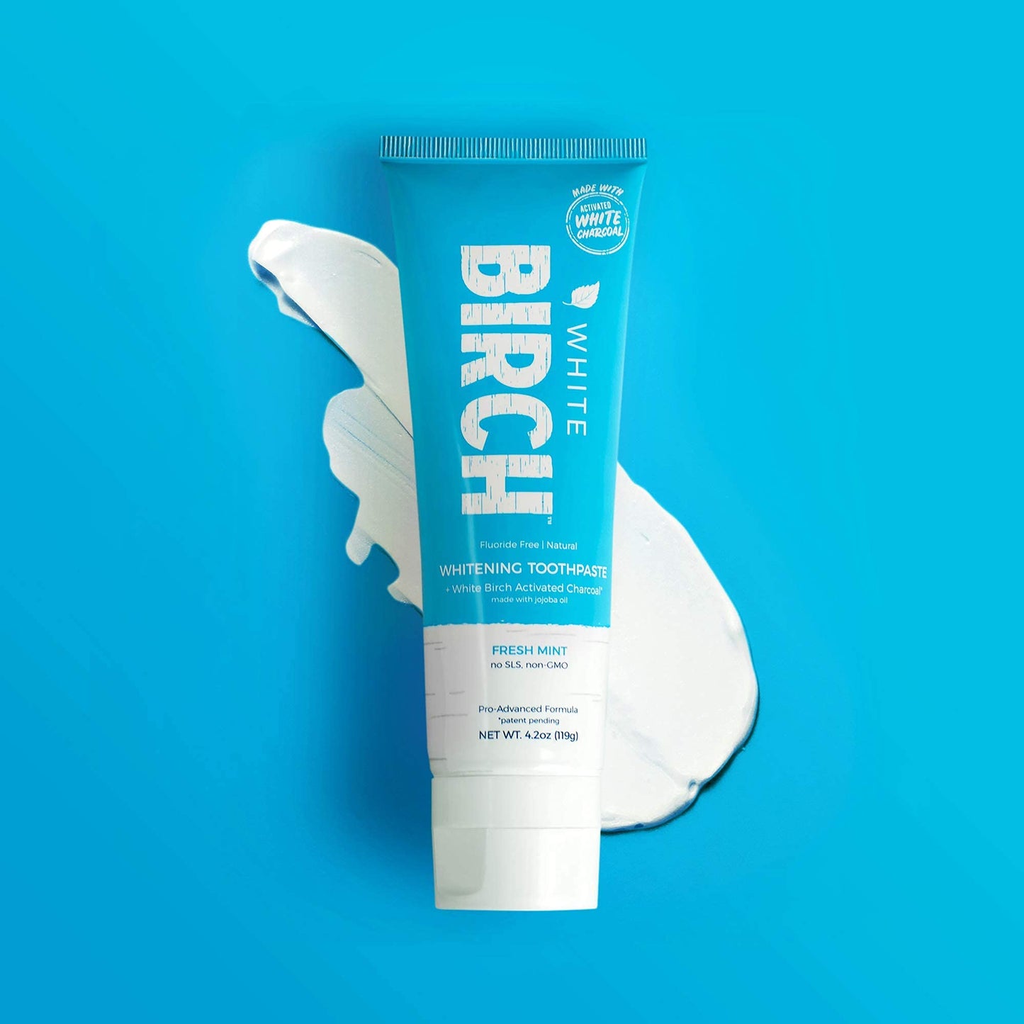 White Birch Activated Charcoal Toothpaste | Natural Teeth Whitening | No Fluoride