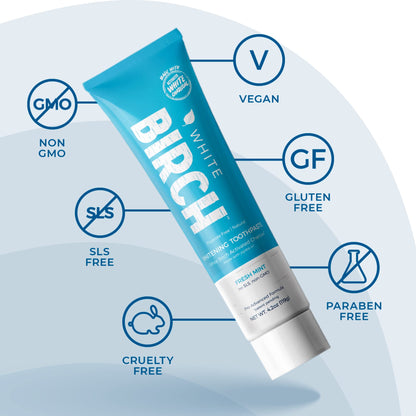 White Birch Activated Charcoal Toothpaste | Natural Teeth Whitening | No Fluoride