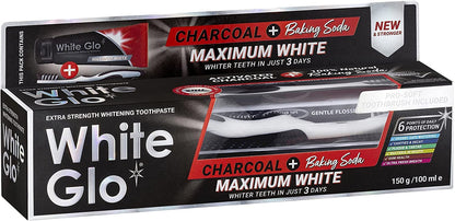 White Glo Charcoal + Baking Soda Maximum White Toothpaste 150g