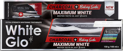 White Glo Charcoal + Baking Soda Maximum White Toothpaste 150g