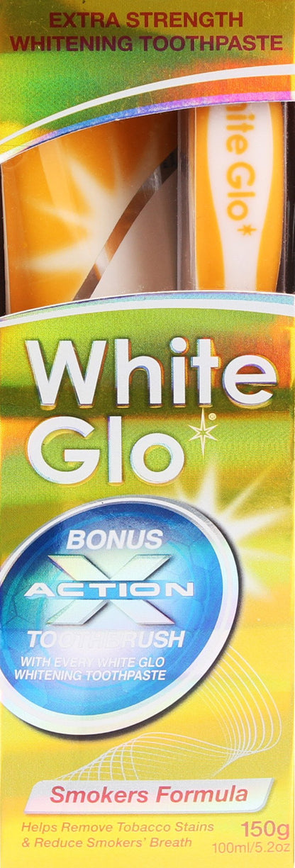 White Glo Smokers Formula Whitening Toothpaste - 5.2 oz + Free X Action Toothbrush